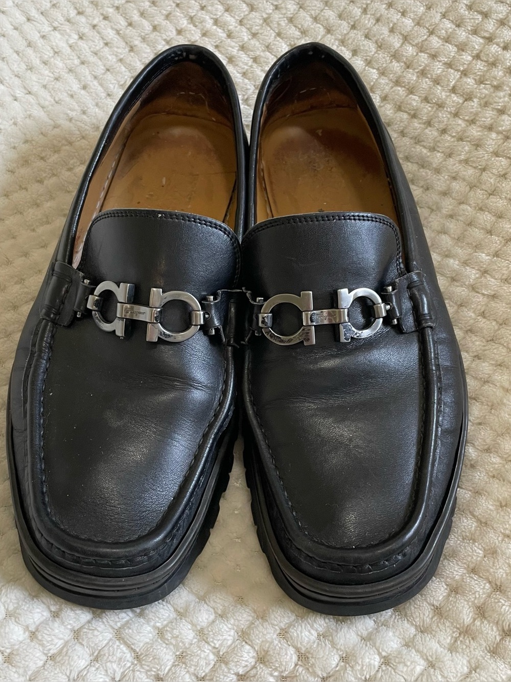 Salvatore Ferragamo Black Leather Gancini horse Bit Loafers 8